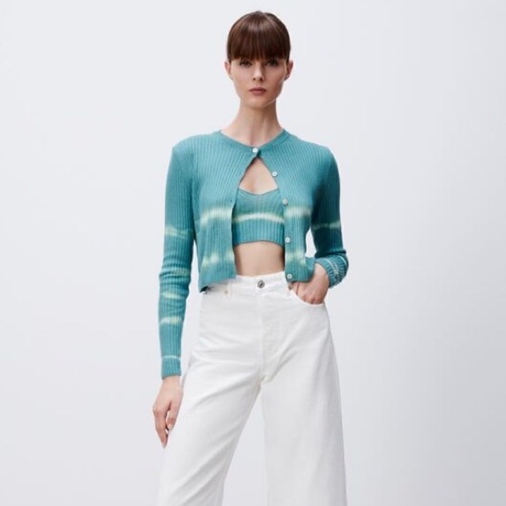 ZARA tie dye long sleeve button down cardigan